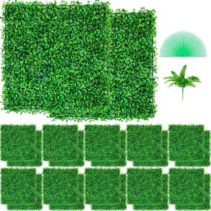 VEVOR Artificial Boxwood Panels, Boxwood Hedge Wall Panels,  10" x 10" / 24 PCS / UV Boxwood