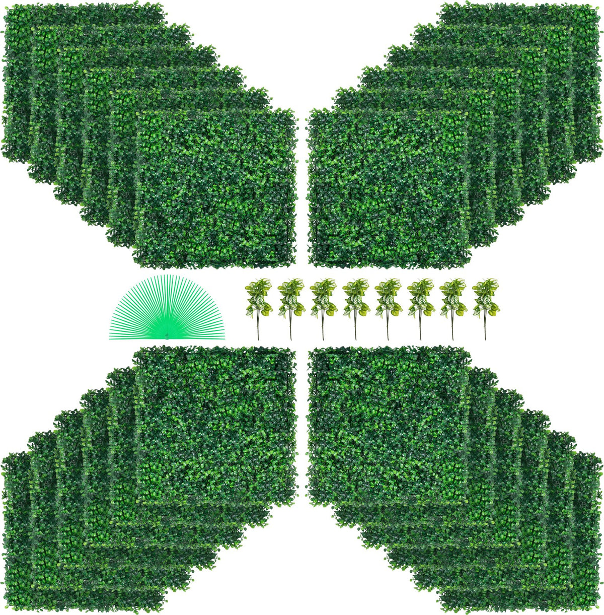 VEVOR Artificial Boxwood Panels, Boxwood Hedge Wall Panels,  20" x 20" / 24 PCS / UV Boxwood