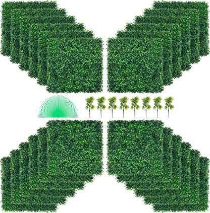 VEVOR Artificial Boxwood Panels, Boxwood Hedge Wall Panels,  20" x 20" / 24 PCS / UV Boxwood