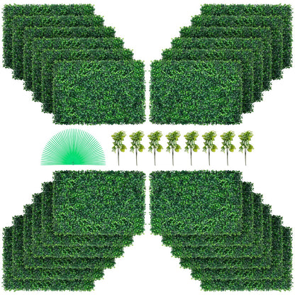 VEVOR Artificial Boxwood Panels, Boxwood Hedge Wall Panels,  24" x 16" / 24 PCS / UV Boxwood