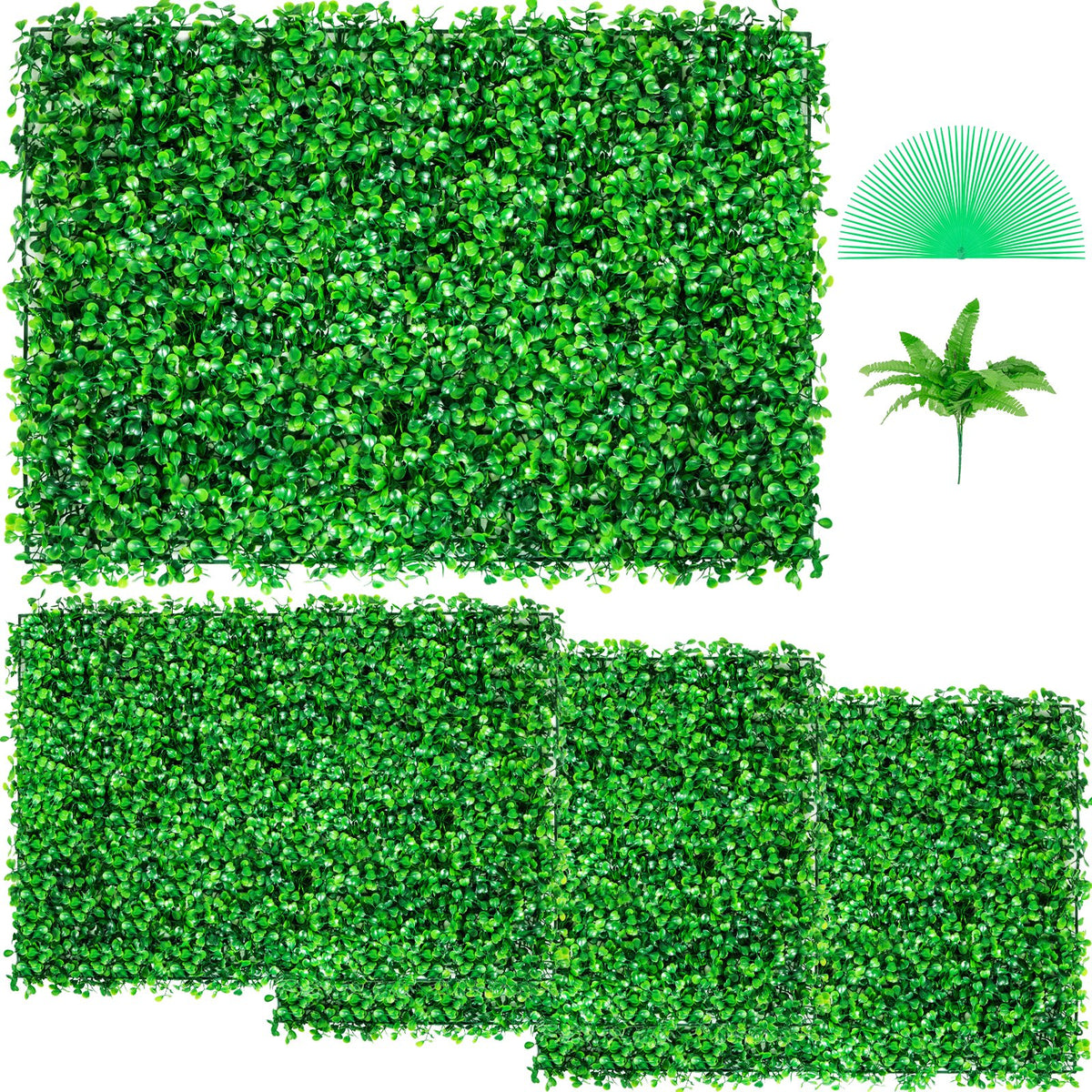 VEVOR Artificial Boxwood Panels, Boxwood Hedge Wall Panels,  24" x 16" / 4 PCS / UV Boxwood