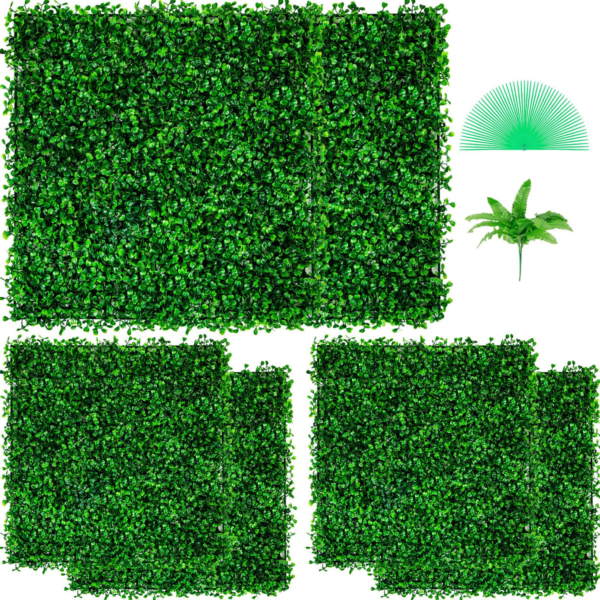 VEVOR Artificial Boxwood Panels, Boxwood Hedge Wall Panels,  20" x 20" / 6 PCS / UV Boxwood