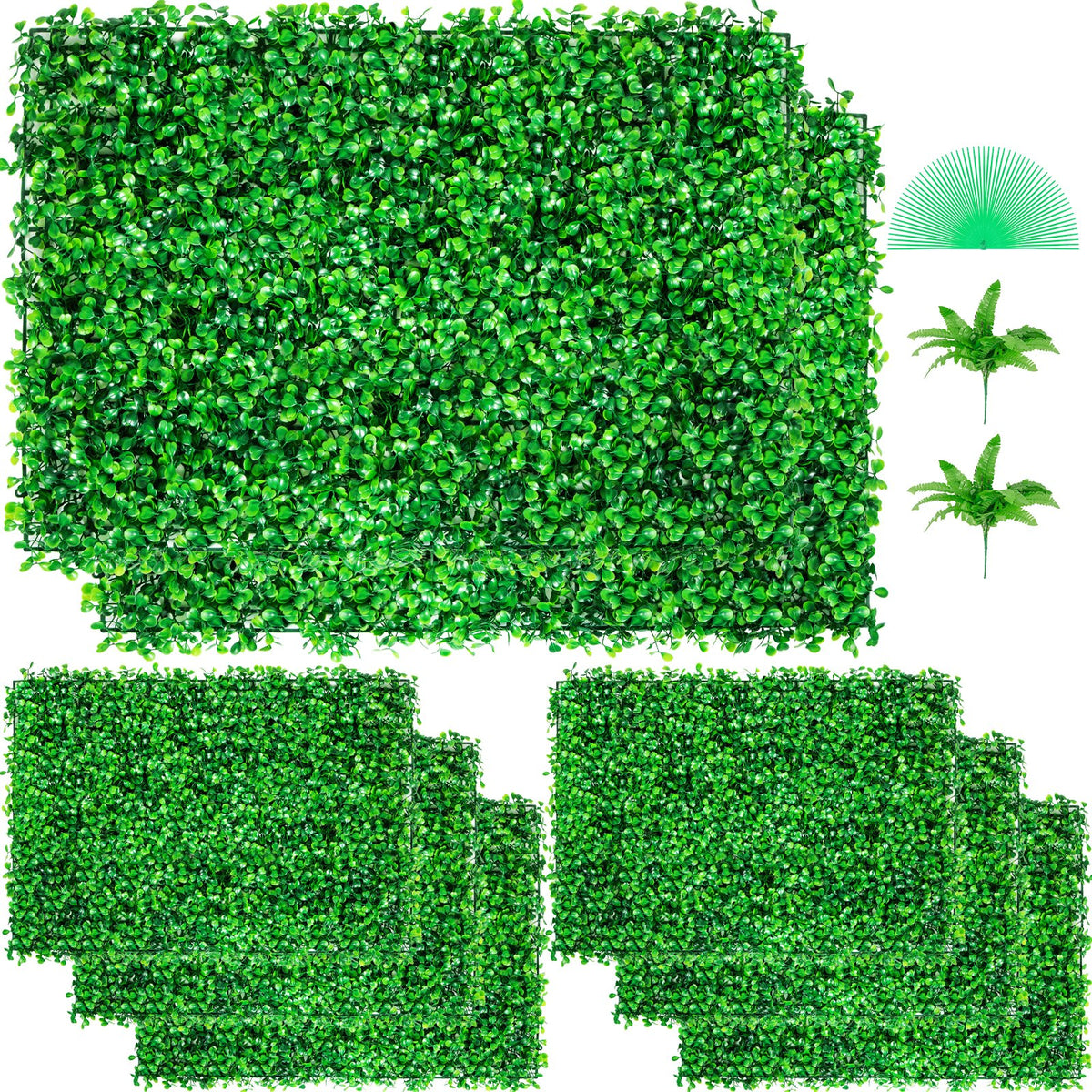 VEVOR Artificial Boxwood Panels, Boxwood Hedge Wall Panels,  24" x 16" / 8 PCS / UV Boxwood