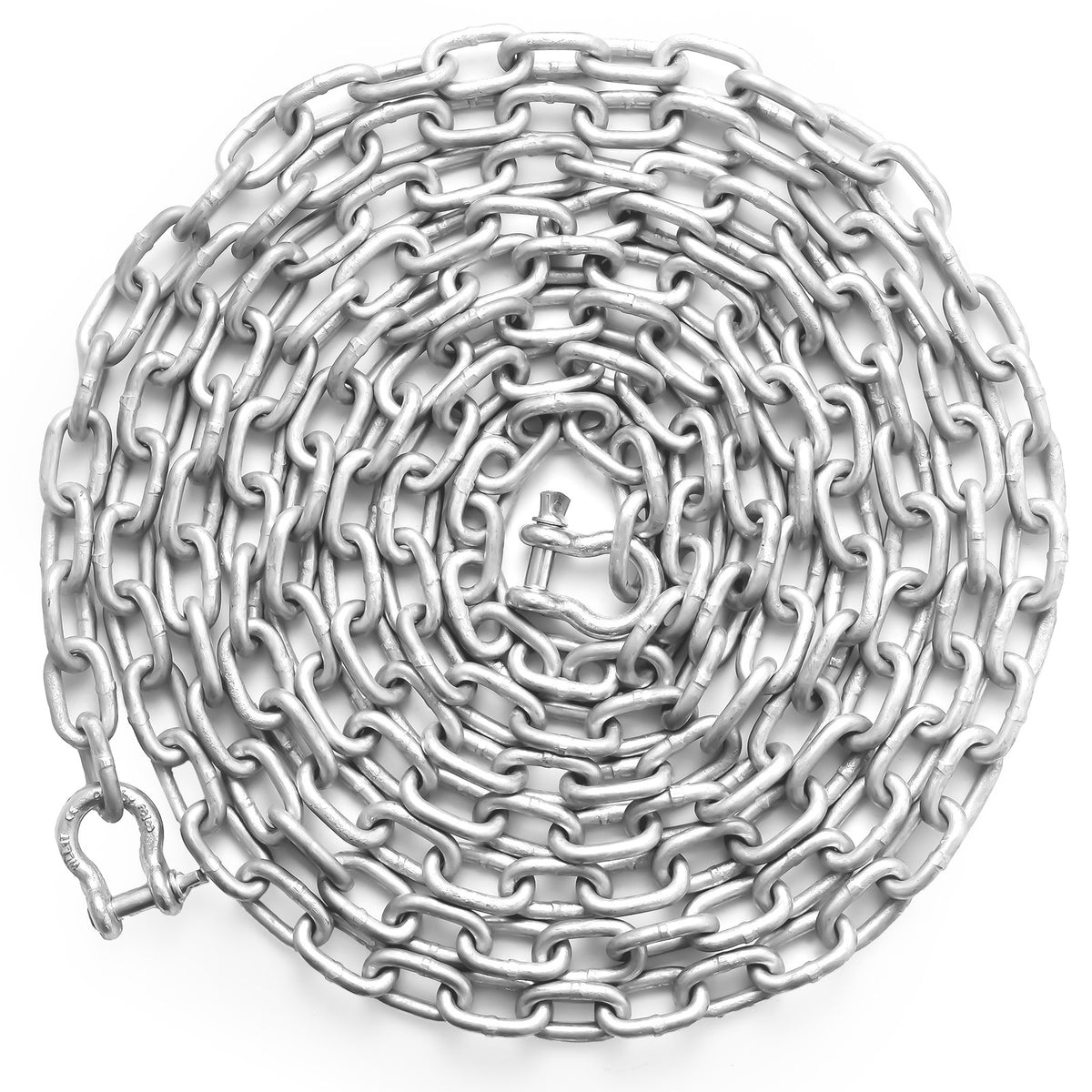 VEVOR Boat Anchor Chain, 5/16" Marine Grade Anchor Lead Chain, 2373 lbs. WLL/7120 lbs. BS, Galvanized and Stainless Steel Chain with Dual Lock Ring Shackles for Boats, Deck, Fishing, Anchors 20 ft / Galvanized Steel