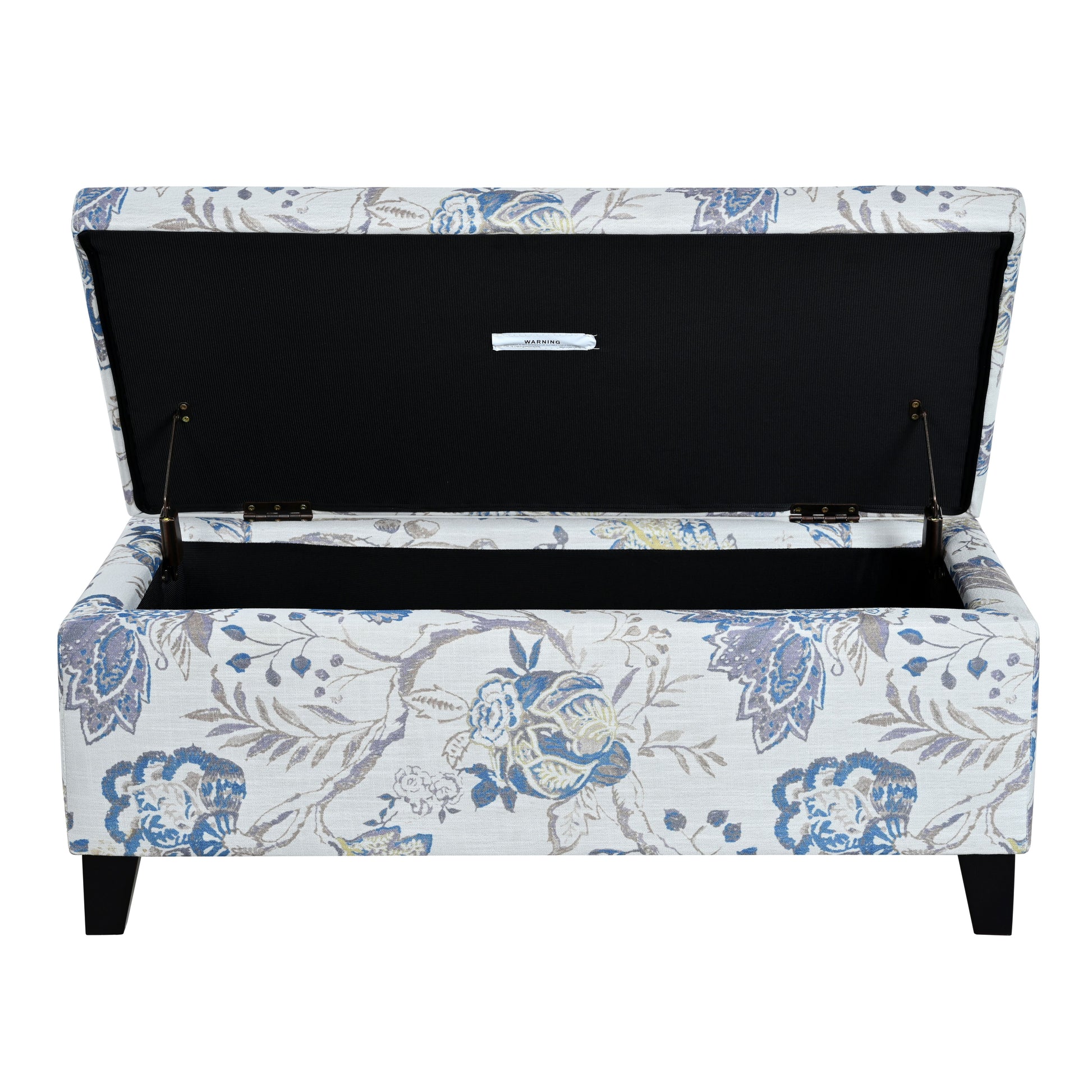Luxury Storage Ottoman with Floral Patterned Fabric, Soft-Close Hinges, Multi-Functional Footrest & Seat for Living Room, Bedroom - Hidden Compartment for Blankets/Pillows image 10