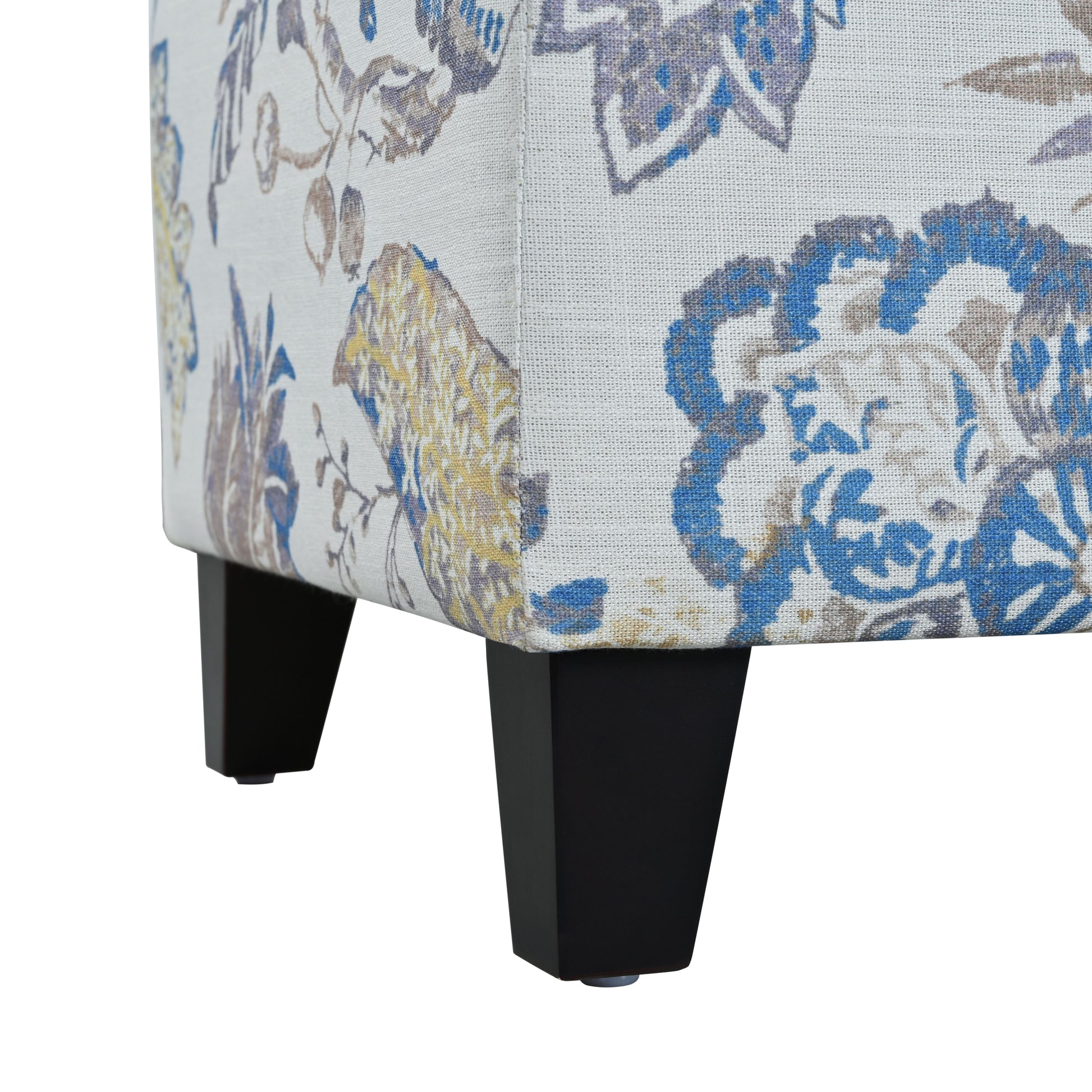 Luxury Storage Ottoman with Floral Patterned Fabric, Soft-Close Hinges, Multi-Functional Footrest & Seat for Living Room, Bedroom - Hidden Compartment for Blankets/Pillows image 5