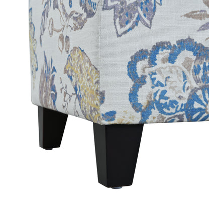 Luxury Storage Ottoman with Floral Patterned Fabric, Soft-Close Hinges, Multi-Functional Footrest & Seat for Living Room, Bedroom - Hidden Compartment for Blankets/Pillows image 5