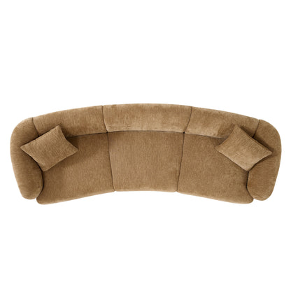 98.5 " Curved Designed Contemporary 3-Seater Sofa in Mocha: Plush Seating, Streamlined Design, and Durable Frame – Ideal for Stylish Living Spaces image 2