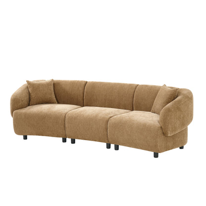 98.5 " Curved Designed Contemporary 3-Seater Sofa in Mocha: Plush Seating, Streamlined Design, and Durable Frame – Ideal for Stylish Living Spaces image 3
