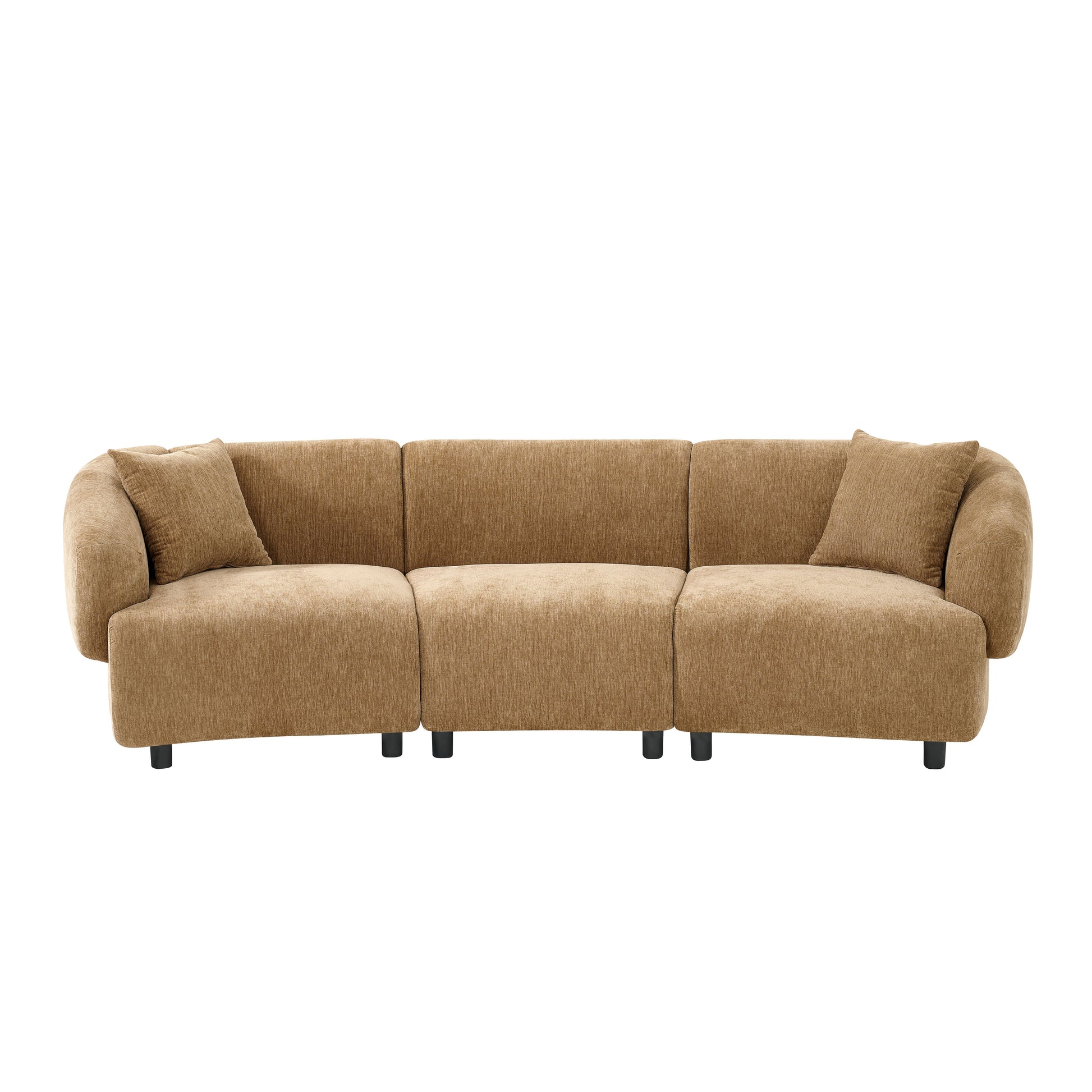 98.5 " Curved Designed Contemporary 3-Seater Sofa in Mocha: Plush Seating, Streamlined Design, and Durable Frame – Ideal for Stylish Living Spaces image 4