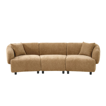 98.5 " Curved Designed Contemporary 3-Seater Sofa in Mocha: Plush Seating, Streamlined Design, and Durable Frame – Ideal for Stylish Living Spaces image 4