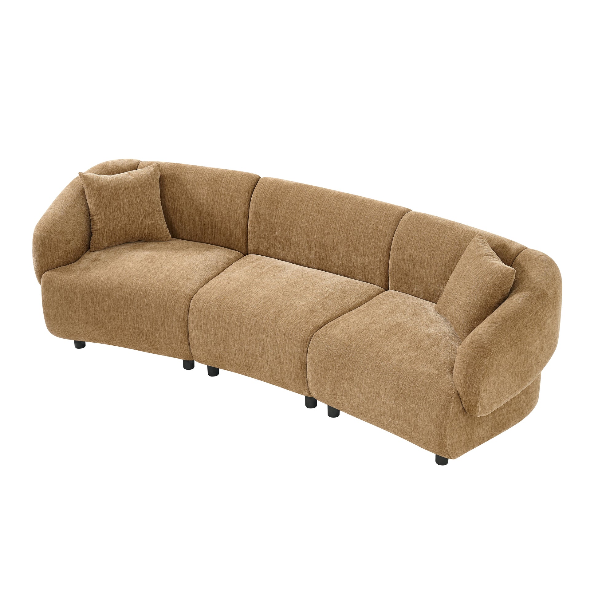 98.5 " Curved Designed Contemporary 3-Seater Sofa in Mocha: Plush Seating, Streamlined Design, and Durable Frame – Ideal for Stylish Living Spaces image 5