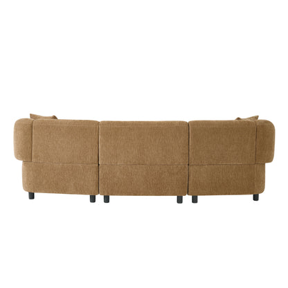 98.5 " Curved Designed Contemporary 3-Seater Sofa in Mocha: Plush Seating, Streamlined Design, and Durable Frame – Ideal for Stylish Living Spaces image 8