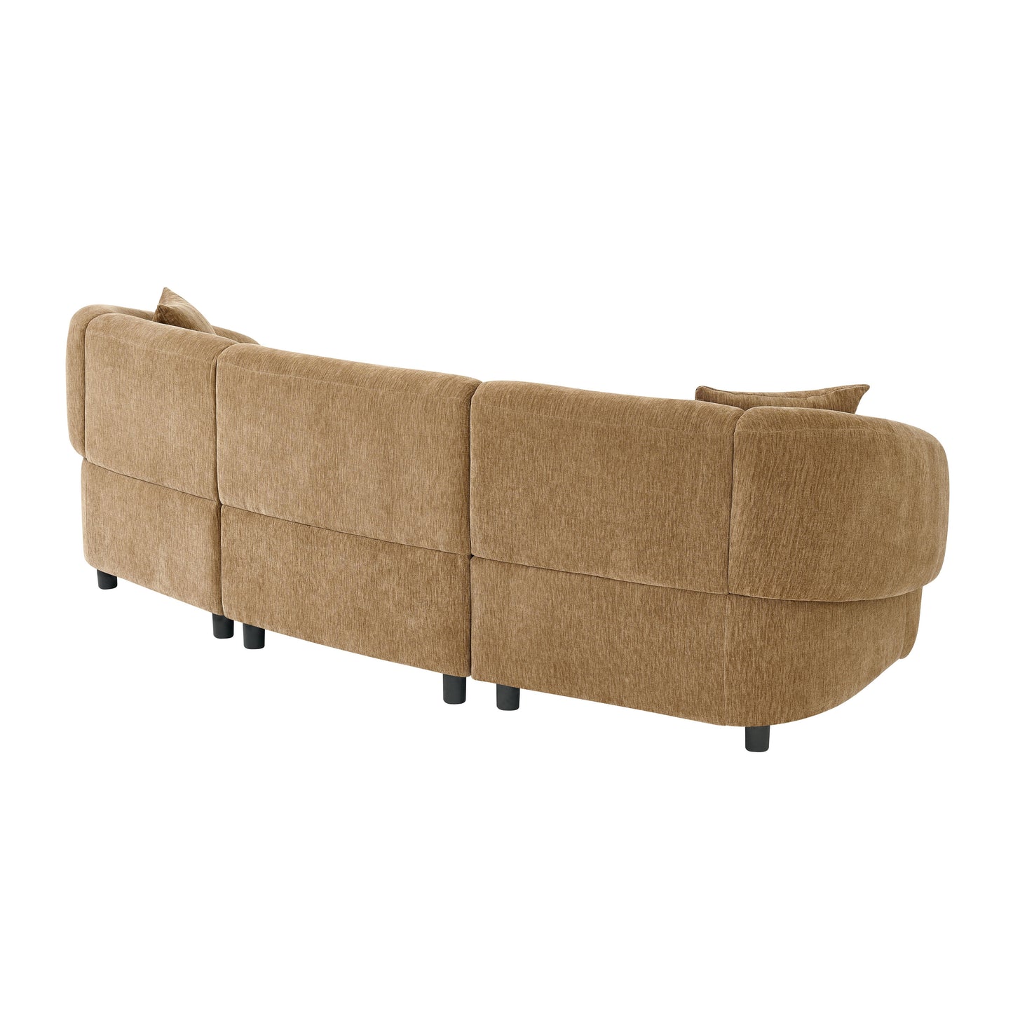 98.5 " Curved Designed Contemporary 3-Seater Sofa in Mocha: Plush Seating, Streamlined Design, and Durable Frame – Ideal for Stylish Living Spaces image 9