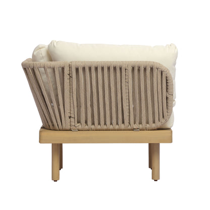 Acacia Wood Outdoor Corner Chair with Rope Back & Weather-Resistant Cushion image 7