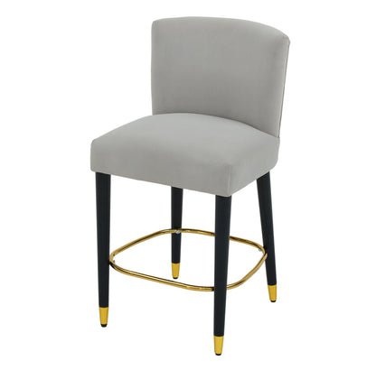 27inch-counterstool, modern design with a smooth, light - colored fabric and circular footrest with a gold - colored finish,creates a sophisticated and luxurious look--Grey image 5