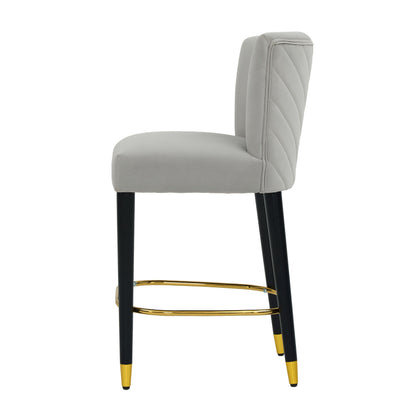 27inch-counterstool, modern design with a smooth, light - colored fabric and circular footrest with a gold - colored finish,creates a sophisticated and luxurious look--Grey image 6