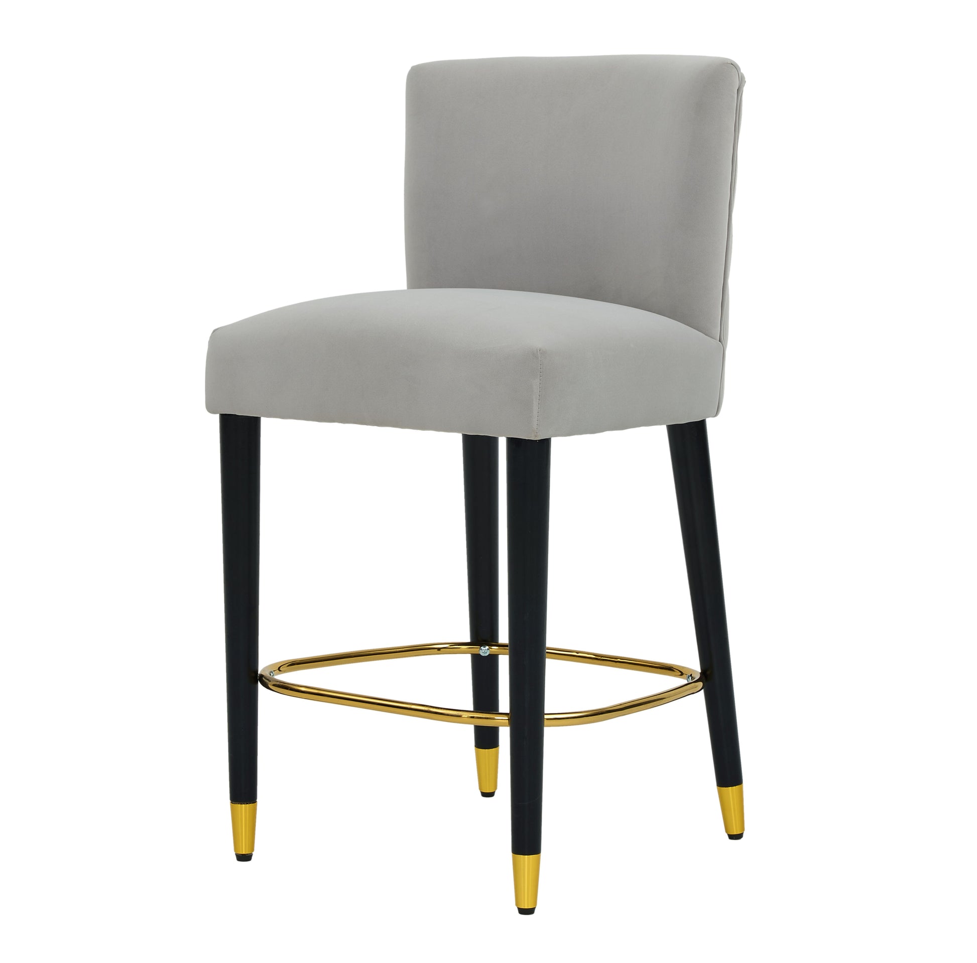 27inch-counterstool, modern design with a smooth, light - colored fabric and circular footrest with a gold - colored finish,creates a sophisticated and luxurious look--Grey image 7