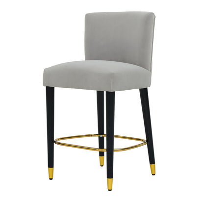 27inch-counterstool, modern design with a smooth, light - colored fabric and circular footrest with a gold - colored finish,creates a sophisticated and luxurious look--Grey image 7
