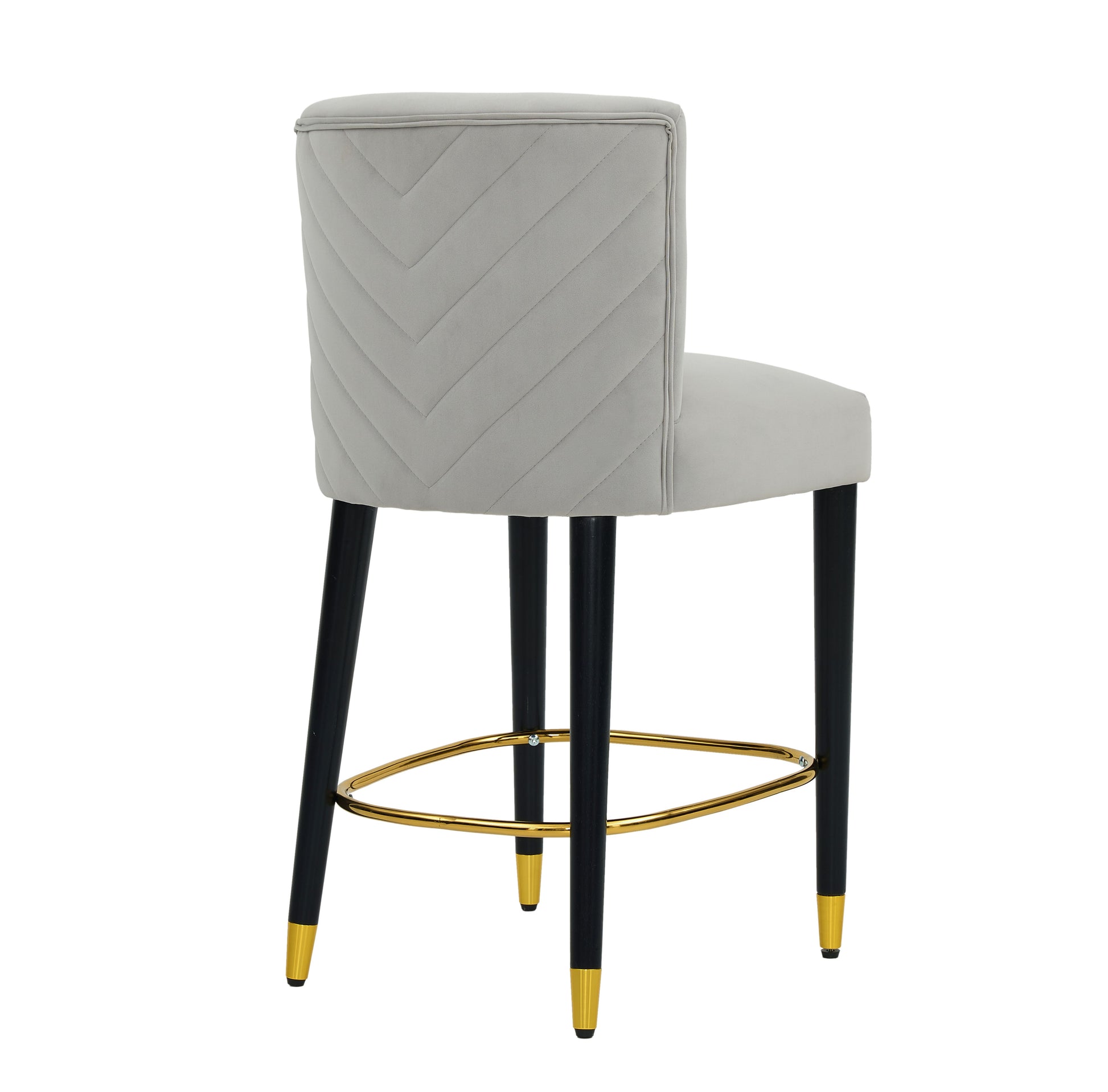 27inch-counterstool, modern design with a smooth, light - colored fabric and circular footrest with a gold - colored finish,creates a sophisticated and luxurious look--Grey image 8