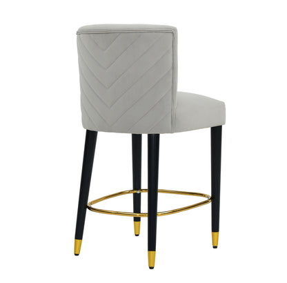 27inch-counterstool, modern design with a smooth, light - colored fabric and circular footrest with a gold - colored finish,creates a sophisticated and luxurious look--Grey image 8