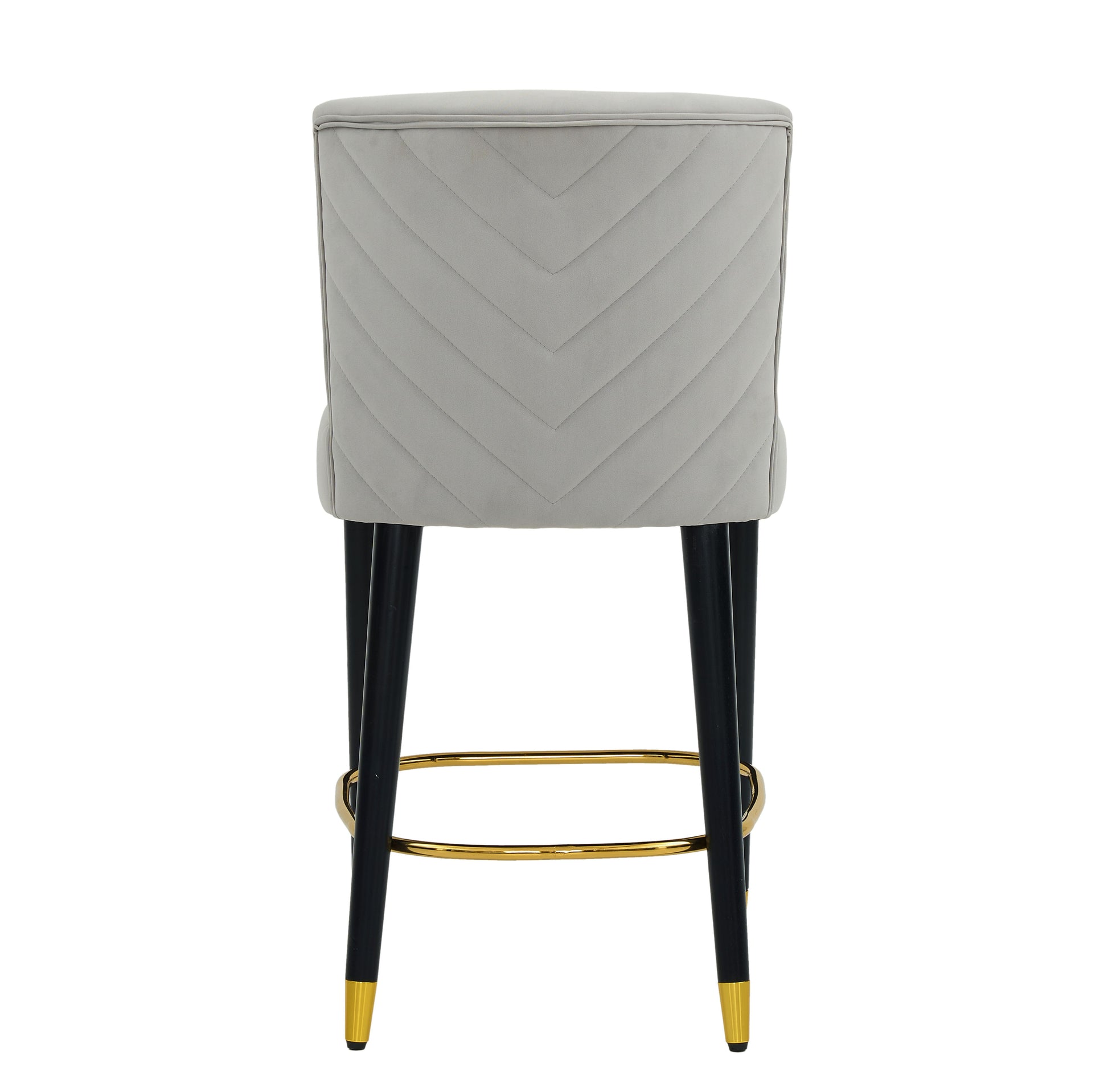 27inch-counterstool, modern design with a smooth, light - colored fabric and circular footrest with a gold - colored finish,creates a sophisticated and luxurious look--Grey image 9