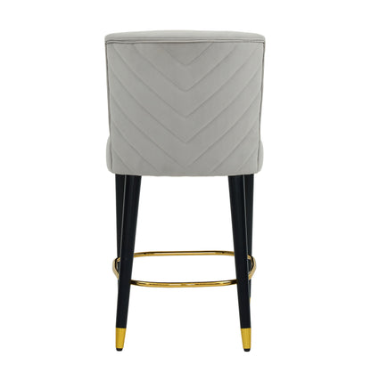 27inch-counterstool, modern design with a smooth, light - colored fabric and circular footrest with a gold - colored finish,creates a sophisticated and luxurious look--Grey image 9
