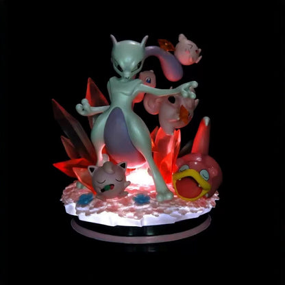 Pokemon Clefairy, Mew, Mewtwo, Electrode, Glowing Scene Statue