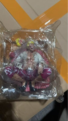One Piece Shichibukai Doflamingo Squatting Pose Dual Head Sculpt with Devil Fruit Figure