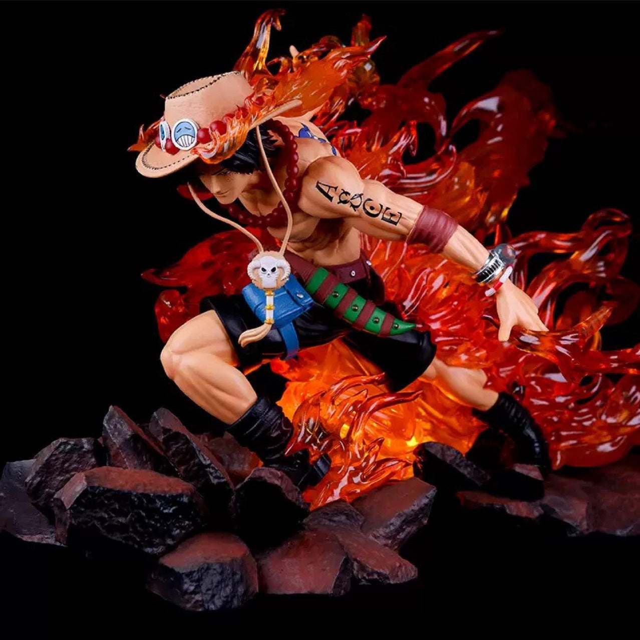 One Piece BadBoy Drifting Ace Flame Ace Light-Up GK Figure Model Ornament Anime