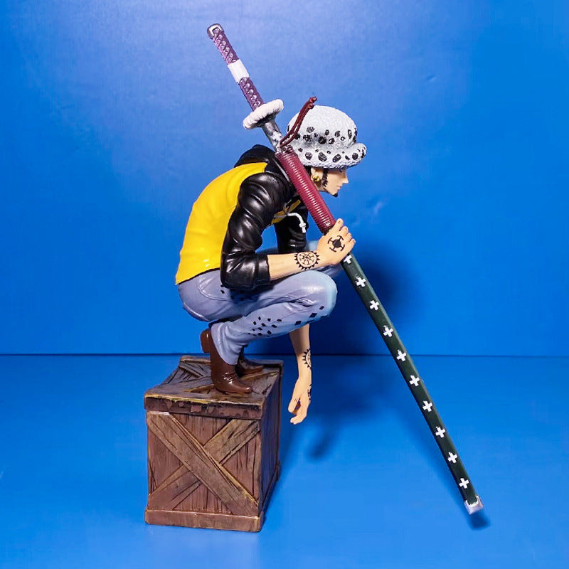 One Piece Series - Op-Op Fruit Trafalgar Law Squatting Pose Figure Model Desktop Ornament