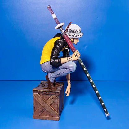 One Piece Series - Op-Op Fruit Trafalgar Law Squatting Pose Figure Model Desktop Ornament