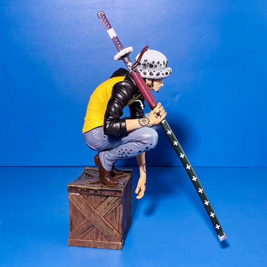 One Piece Series - Op-Op Fruit Trafalgar Law Squatting Pose Figure Model Desktop Ornament