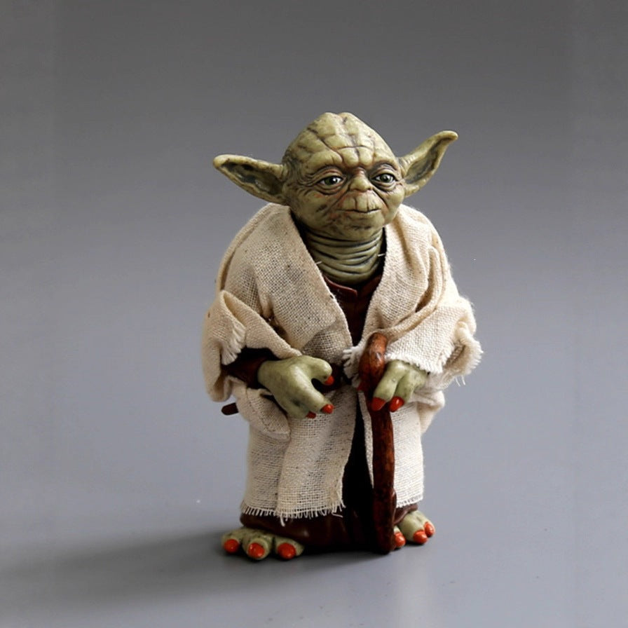 Shin Chan Anime Star Wars Yoda Master 12cm Real Clothes Movable Limbs Figure Movie Merch