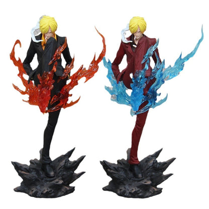 One Piece GK Demon Sanji Figure Standing Pose Demon Kick Red and Blue Sanji Model Ornament