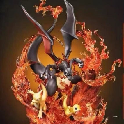 Domestic GK Flamethrower Super Charizard Evolution Group Light-Up Scene Statue Boxed Figure Model