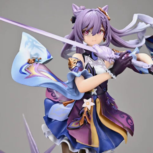 Anime Girl Keqing Thunderbolt Fast Rain Figure Anime Game Model Figure