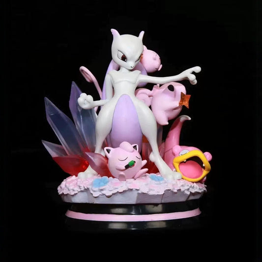 Pokemon Clefairy, Mew, Mewtwo, Electrode, Glowing Scene Statue
