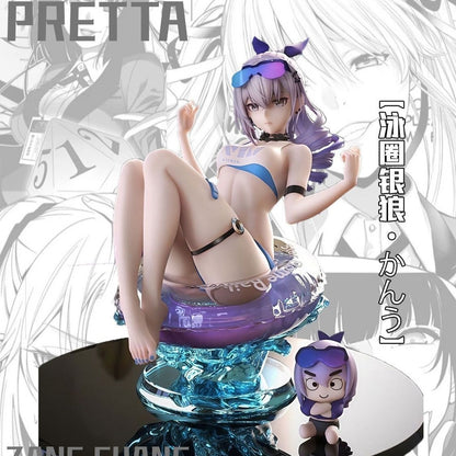Swimming Ring Silver Wolf Anime Girl Figure High Quality Model Statue Desktop Decoration