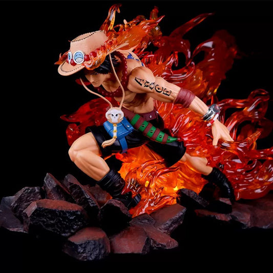One Piece BadBoy Drifting Ace Flame Ace Light-Up GK Figure Model Ornament Anime