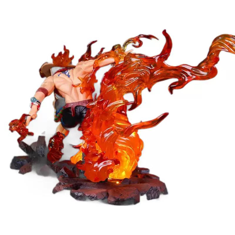 One Piece BadBoy Drifting Ace Flame Ace Light-Up GK Figure Model Ornament Anime
