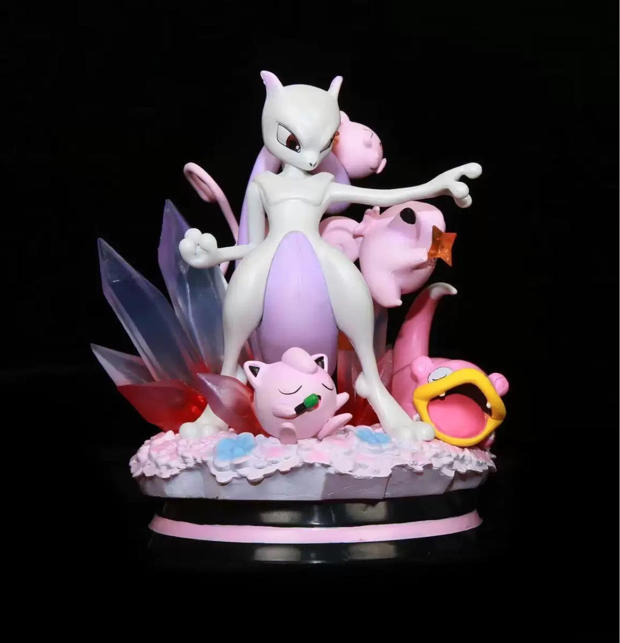 Pokemon Clefairy, Mew, Mewtwo, Electrode, Glowing Scene Statue