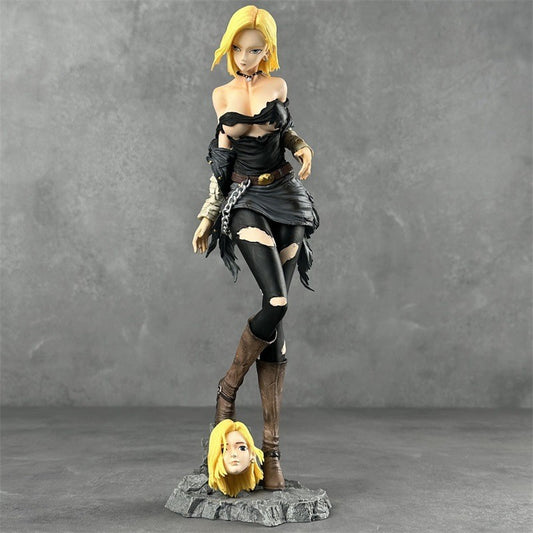 Dragon Ball Z Android 18 Figure Statue Female Charm Dual Head Swappable Anime Figure Model Ornament