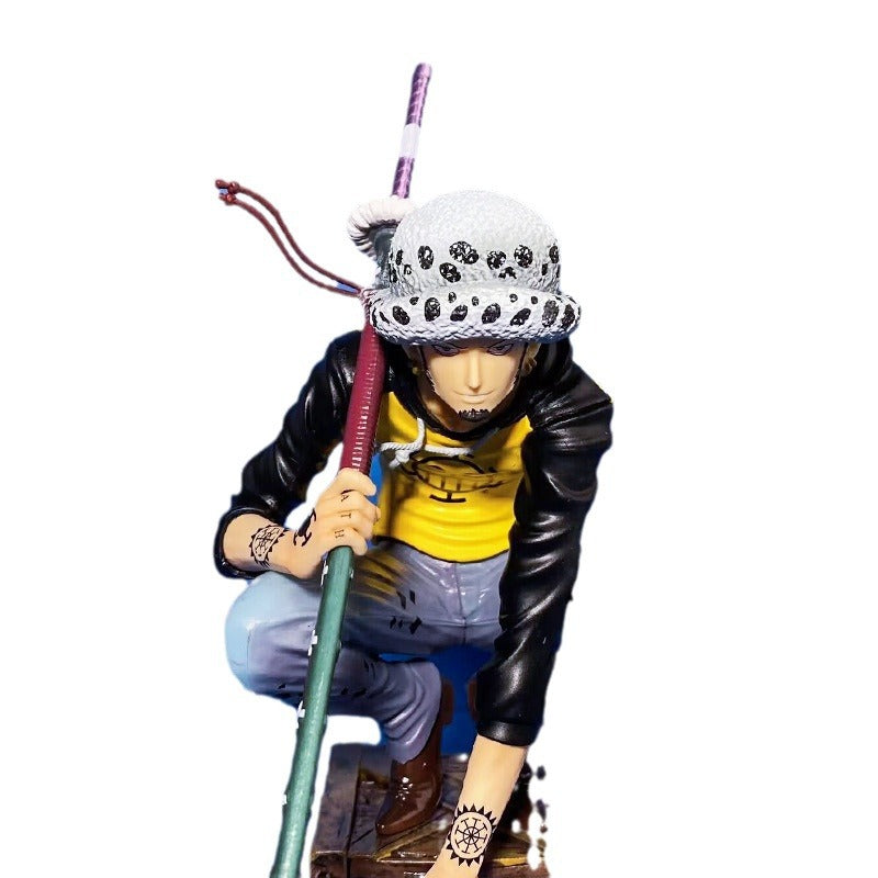 One Piece Series - Op-Op Fruit Trafalgar Law Squatting Pose Figure Model Desktop Ornament