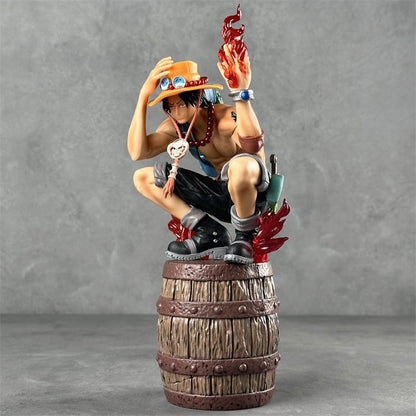 HH One Piece Flame Ace Barrel Crouching Ace Dual Interchangeable Hands Anime Model Figure