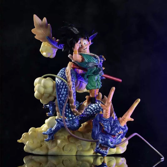 Premium Dragon Ball Goodbye Goku with Nimbus and Shenron Statue Figure Model Car Desktop Ornament Gift