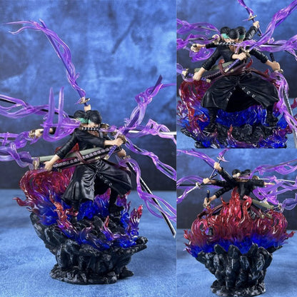 One Piece GK Three Heads Six Arms Nine Sword Style Ashura Zoro Battle Form Model Statue Figure