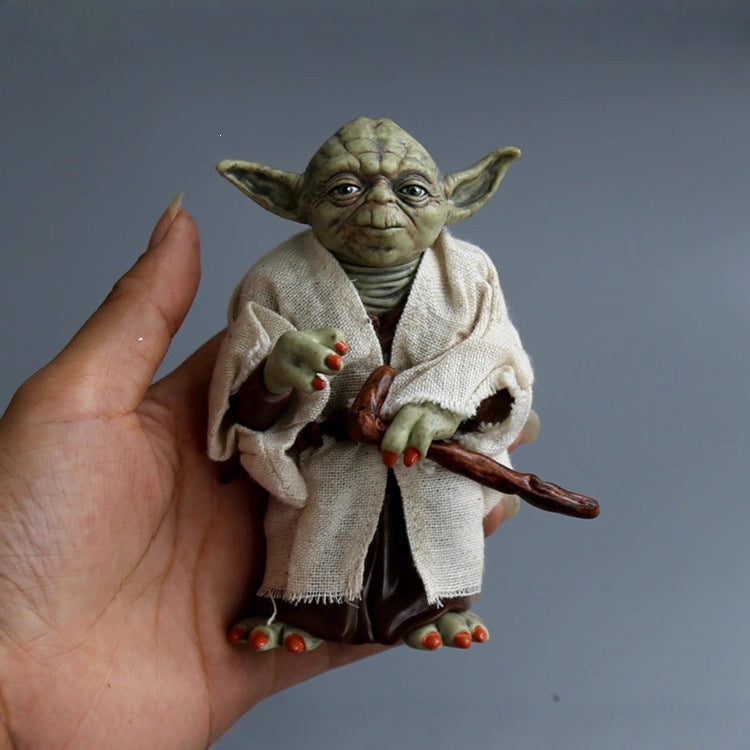 Shin Chan Anime Star Wars Yoda Master 12cm Real Clothes Movable Limbs Figure Movie Merch