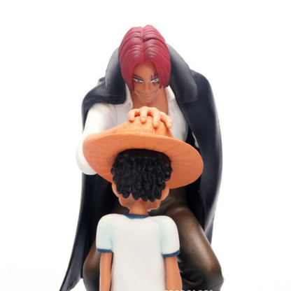 One Piece Straw Hat Luffy Red Hair Shanks Bagged Figure Head Touch Car Model Scene Collection