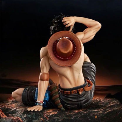 One Piece Portgas D. Ace Figure, Wounded, Sitting, Desktop Model